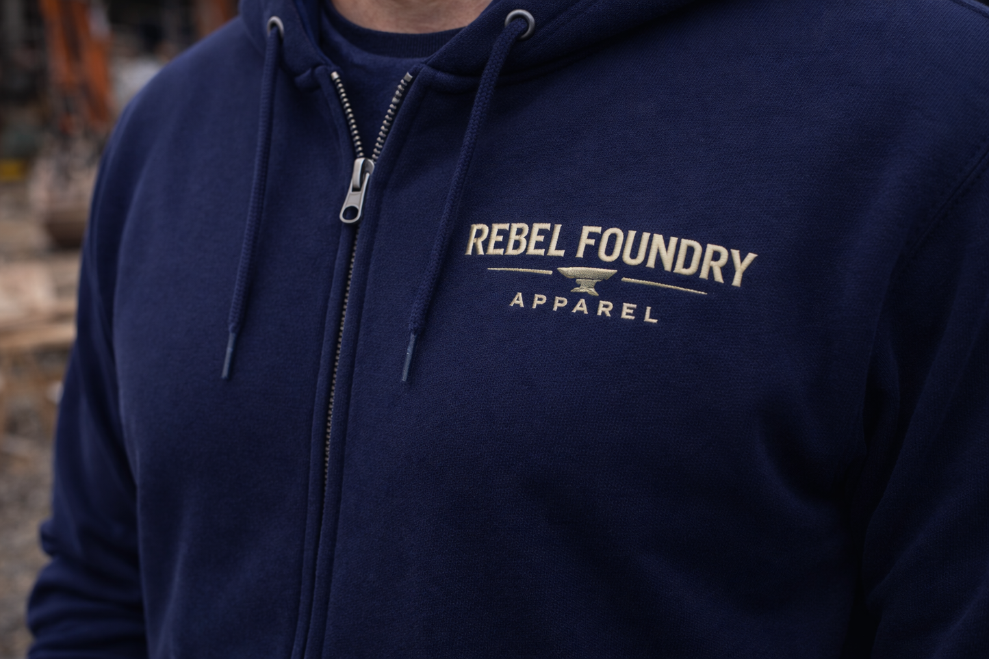 Rebel Foundry Men’s Core Heavyweight Zip Hoodie - Navy