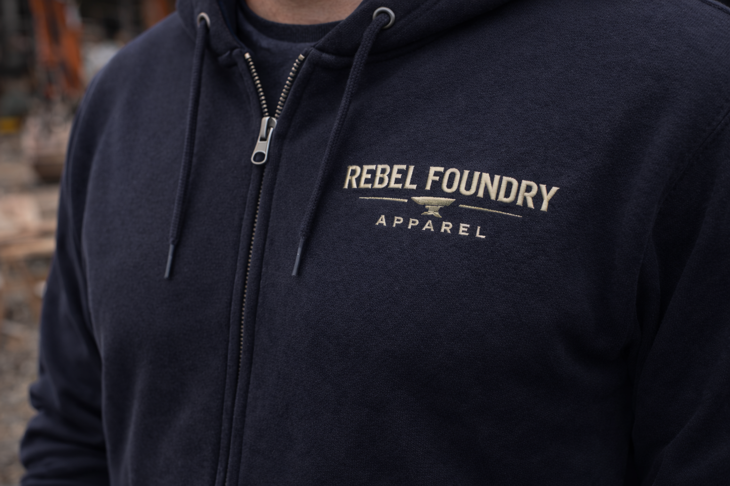Rebel Foundry Men’s Core Heavyweight Zip Hoodie - Charcoal