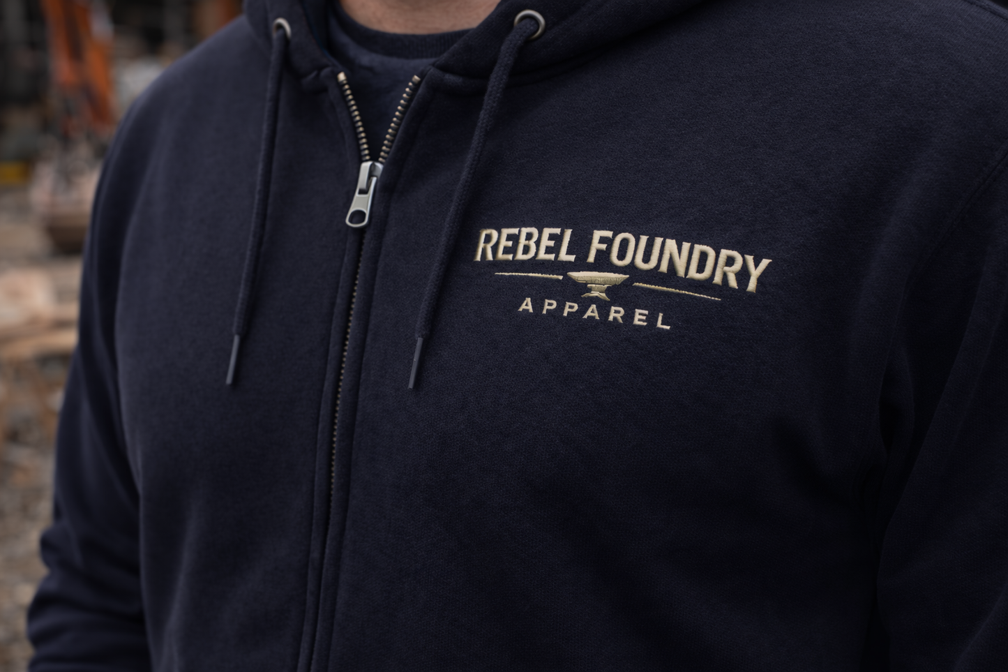 Rebel Foundry Men’s Core Heavyweight Zip Hoodie - Black