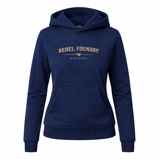 Rebel Foundry Women’s Core Midweight Hoodie – Wordmark - Navy