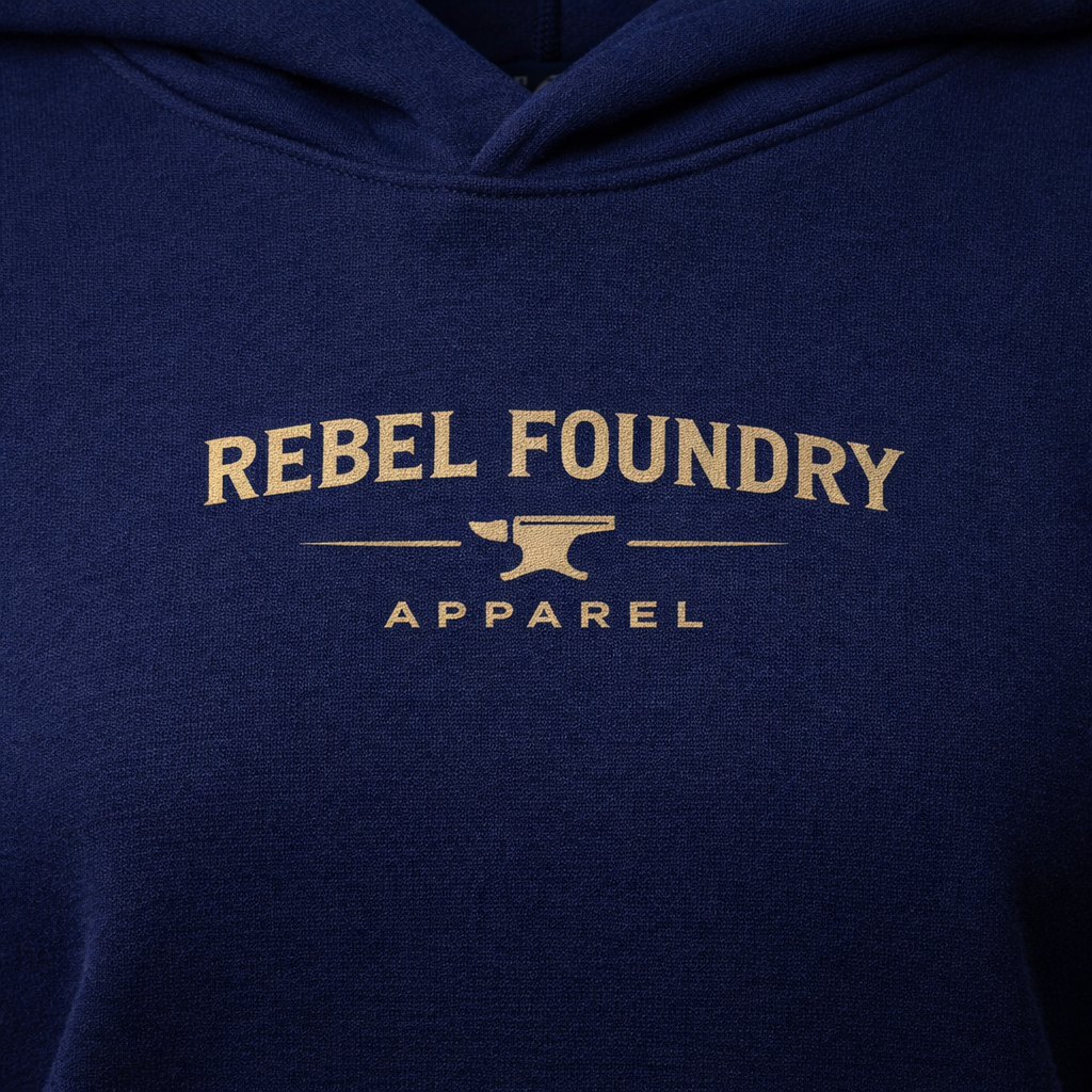 Rebel Foundry Women’s Core Midweight Hoodie – Wordmark - Navy