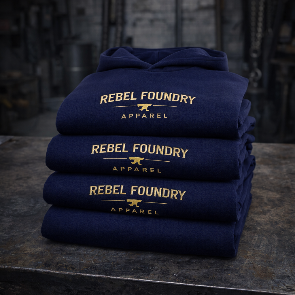 Rebel Foundry Women’s Core Midweight Hoodie – Wordmark - Navy