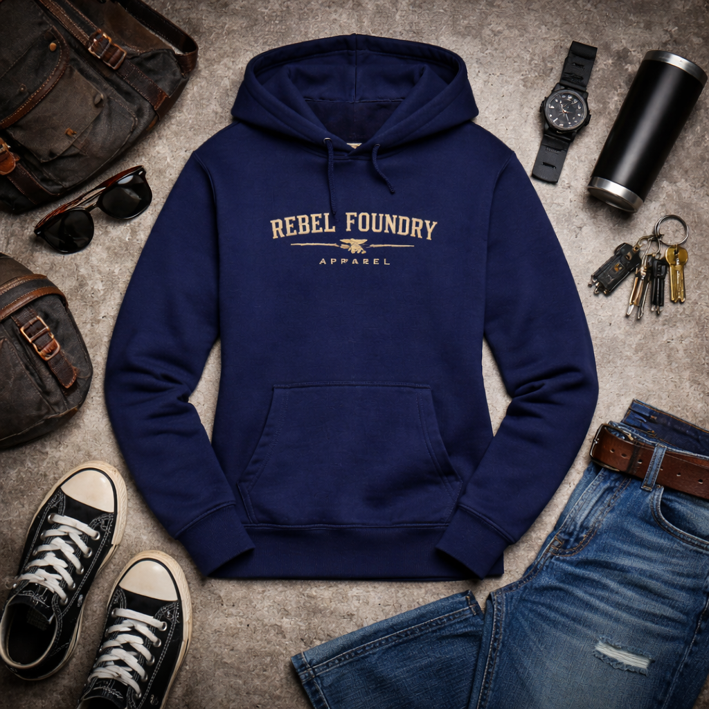 Rebel Foundry Women’s Core Midweight Hoodie – Wordmark - Navy