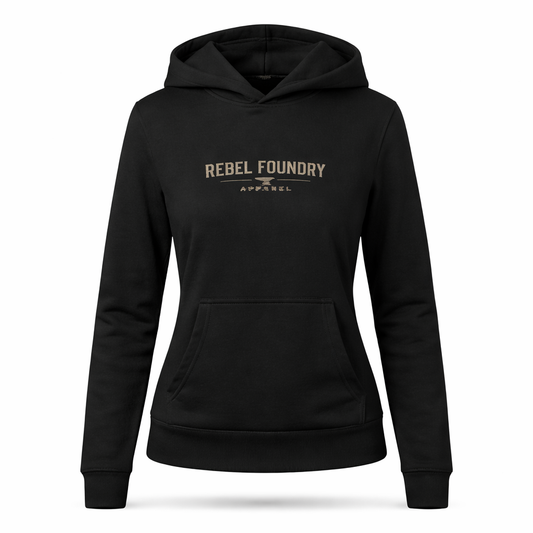 Rebel Foundry Women’s Core Midweight Hoodie – Wordmark - Black