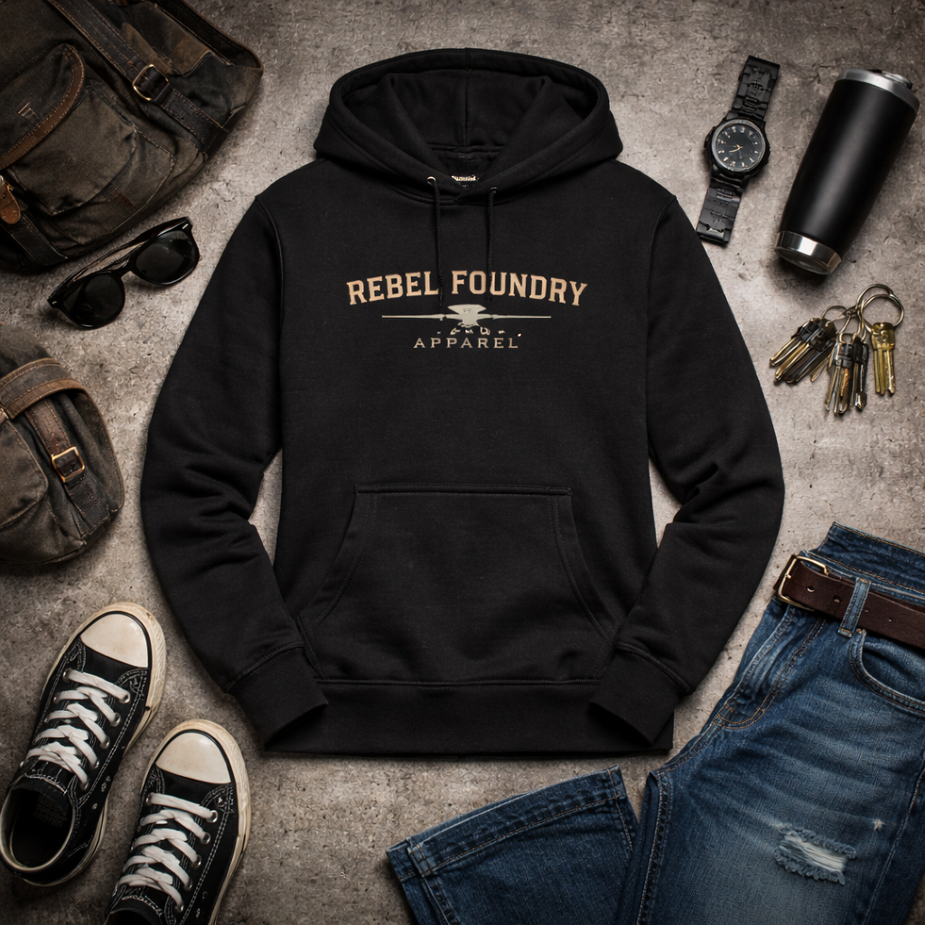 Rebel Foundry Women’s Core Midweight Hoodie – Wordmark - Black