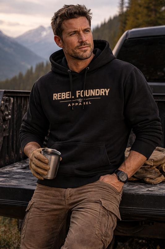 Rebel Foundry Men’s Flagship Heavyweight Hoodie
 - Black