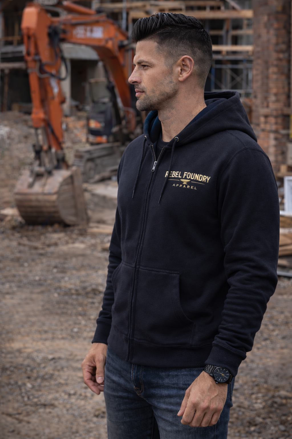Rebel Foundry Men’s Core Heavyweight Zip Hoodie - Black